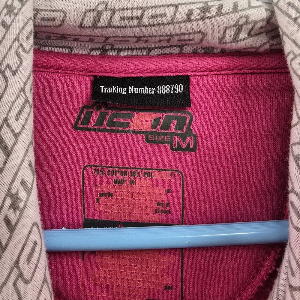 Icon Racing Motorcycle Hoodie Womens Medium Runs Small Lightweight Pink Y2K - Picture 3 of 3
